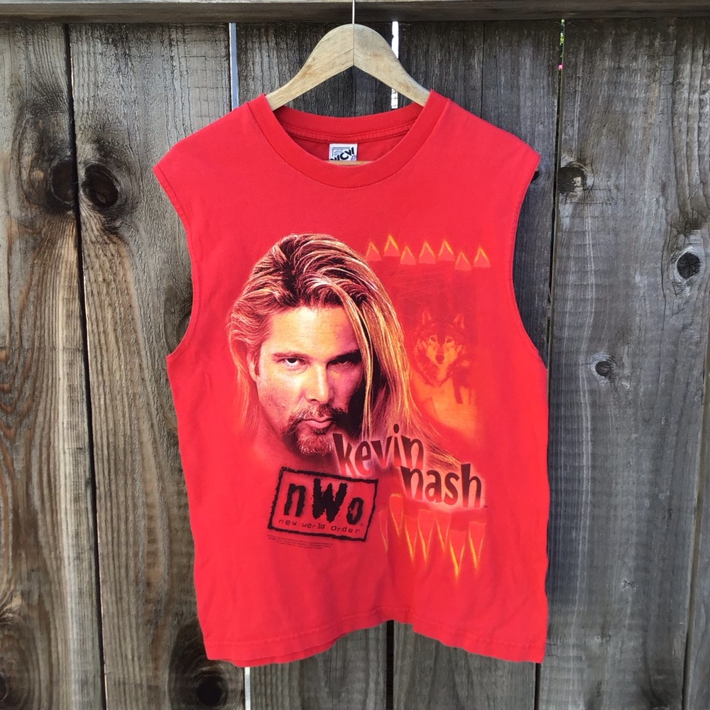 Vintage 90s WCW NWO Kevin Nash wresting promo tank top sleeveless t shirt medium